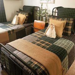 Rustic Pine and Black Patchwork Quilt