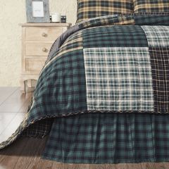 Rustic Pine and Black Plaid Bed Skirt