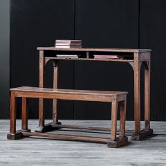 Rustic Recycled School Desk With Bench