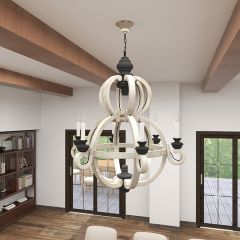Rustic Round Cage Candle Chandelier