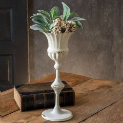 Rustic Scalloped Cup Pedestal Vase