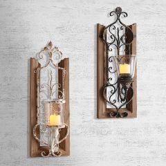 Rustic Scrolled Candle Wall Sconce