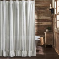 Rustic Striped Shower Curtain With Ruffle