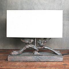Rustic Table Lamp With Birds