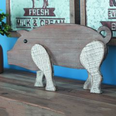 Rustic Tabletop Wood Pig Figure