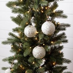 Rustic Textured Glass Ball Ornaments Set of 3