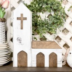 Rustic Village Church Tabletop Accent
