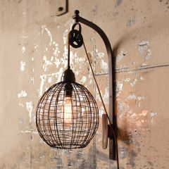 Rustic Wall Sconce With Pulley