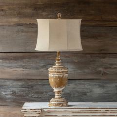 Rustic Whitewash Finial Table Lamp