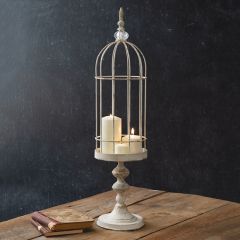 Rustic Wire Candle Holder Cloche Pedestal Stand