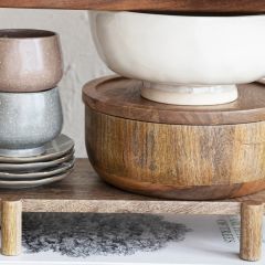 Rustic Wood Serving Bowl With Lid