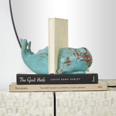 Rustic Wood Teal Whale Bookends