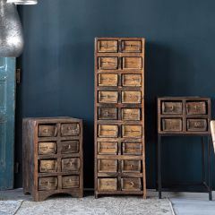 Salvaged Wood Brick Mold Cabinet With Drawers