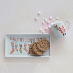 Santa Claus Stoneware Mug and Tray Set