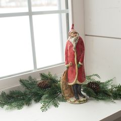 Santa With Bag Figurine Red