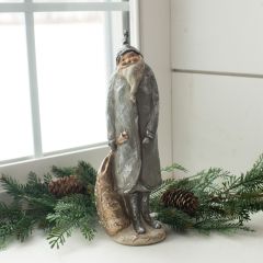 Santa With Bag Figurine Silver