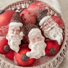 Santa With Pinecone Hat Ornament Set of 3