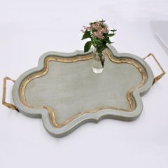 Scalloped Decorative Tray with Gold Trim