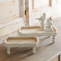 Scalloped Edge Footed Tray Set of 2