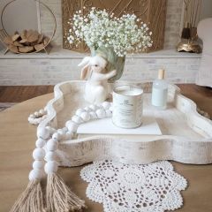 Scalloped Tray With Beaded Handles