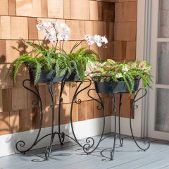 Scrolled Garden Planter Stand Set of 2