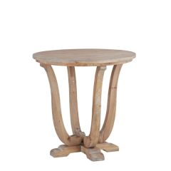 Scrolled Wood Round Side Table