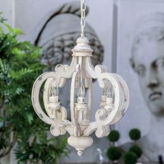 Sculpted Wood Whitewashed Chandelier