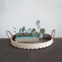 Seagrass and Bamboo Tray With Rope Handles