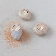 Serene Hues Sandstone Tea Light Holder Set of 3