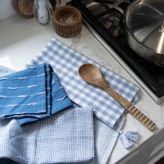 Shades of Blue Patterned Tea Towels Set of 4