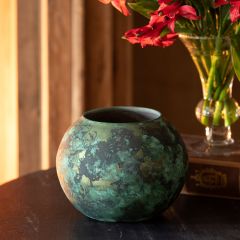 Shades of Green Marbled Glass Vase