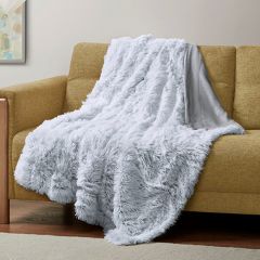Shaggy Faux Fur Cozy Throw Blanket Grey