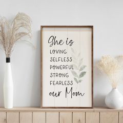 She Is Our Mom Greenery White Wall Art