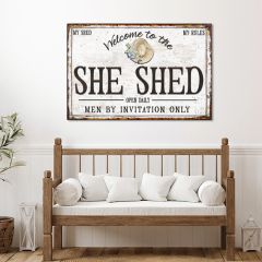 She Shed Canvas Wall Sign