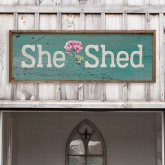 She Shed Floral Blue Wall Art