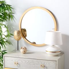 Shimmering Gold Round Wall Mirror