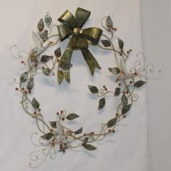 Shimmering Metal Holiday Dove Wreath