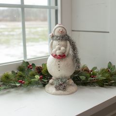 Shimmering Snowman Figure With Tinsel Scarf