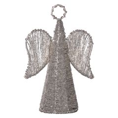 Silver Beaded Angel Figurine
