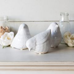 Simple Ceramic Bird Figurine Set of 3