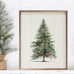 Simple Christmas Tree White Framed Wall Decor