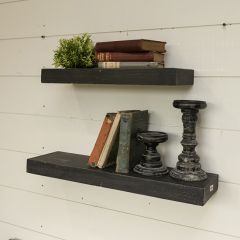 Simple Dark Rustic Floating Wood Wall Shelf