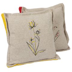 Simple Floral Embroidered Accent Pillow Set of 2