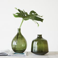 Simple Green Glass Bottle Vase