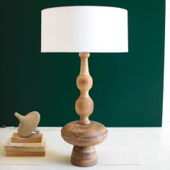 Simple Turned Base Table Lamp With Drum Shade