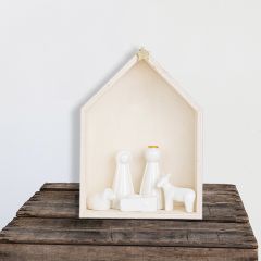 Simple Wood And Ceramic Nativity 6 Piece Set 