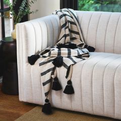 Simply Striped Tasseled Cotton Throw Blanket