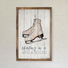 Skating In A Winter Wonderland Whitewash Wall Art