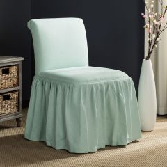 Skirted Linen Upholstered Vanity Chair
