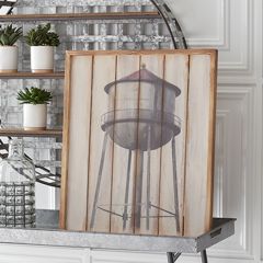 Slatted Wood Water Tower Wall Decor